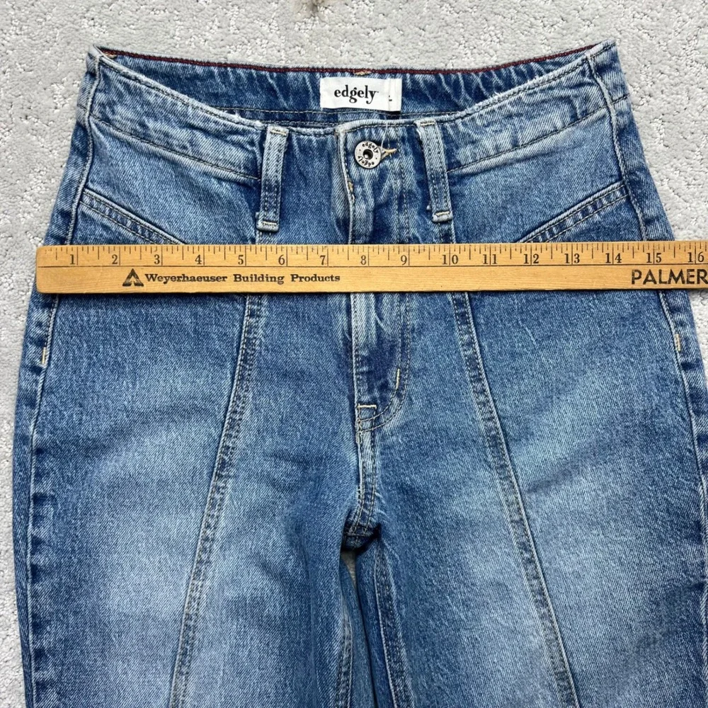 Edgely Jeans Womens Size 4 Blue Denim Stretxh High Rise Flare Seam Front